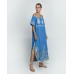 Greek Archaic Kori Long Feather Strapless Dress - Blue Raf / gold