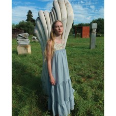 Greek Archaic Kori  - Maxi dress - light grey and gold