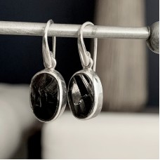 Sterling Silver Shungite Stone Earrings