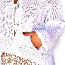 La Luna Lifestyle - Cotton knit cardigan - white