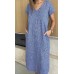 Linseed Designs Tamsan Linen Dress - blue and white check